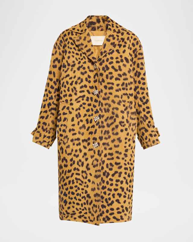 Crush Leopard Jacquard Barrel Coat